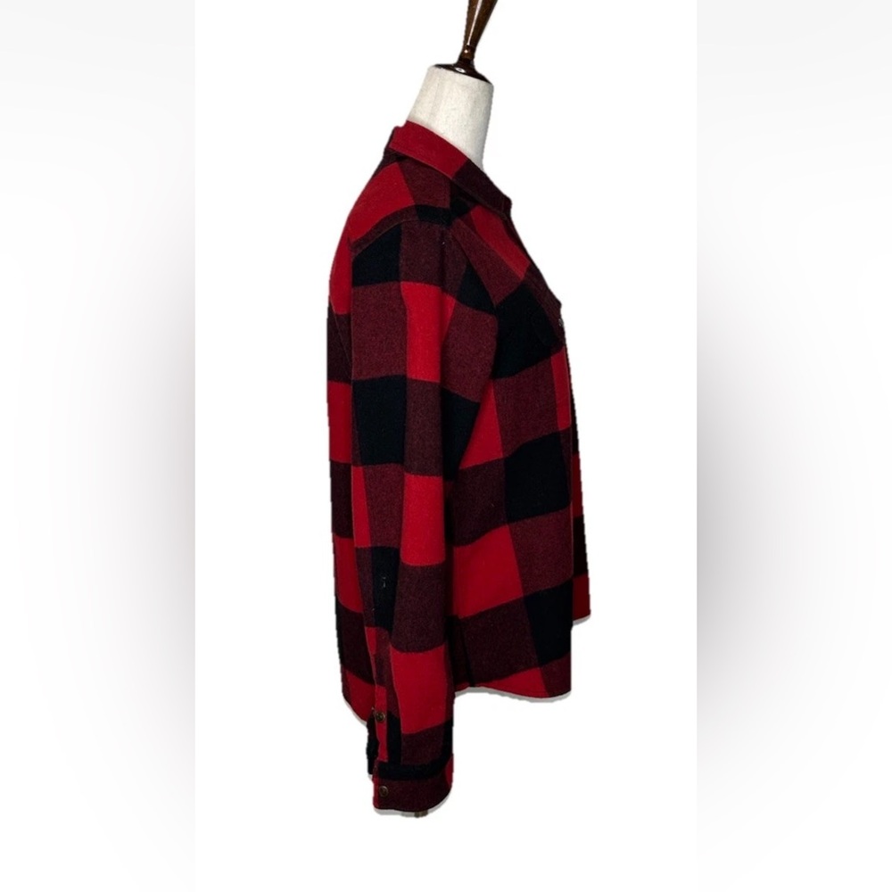 FjallRaven Canada Shirt Womens S Shacket Wool Blend Buffalo Plaid Red Comfort - Picture 4 of 9